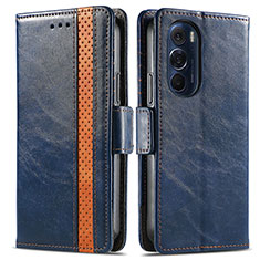 Funda de Cuero Cartera con Soporte Carcasa S02D para Motorola Moto Edge 30 Pro 5G Azul