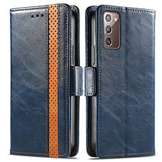 Funda de Cuero Cartera con Soporte Carcasa S02D para Samsung Galaxy Note 20 5G Azul