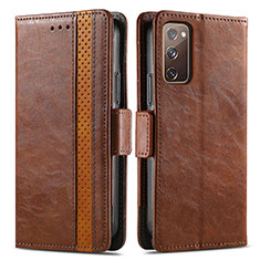 Funda de Cuero Cartera con Soporte Carcasa S02D para Samsung Galaxy S20 FE 5G Marron