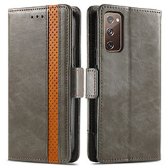 Funda de Cuero Cartera con Soporte Carcasa S02D para Samsung Galaxy S20 Lite 5G Gris