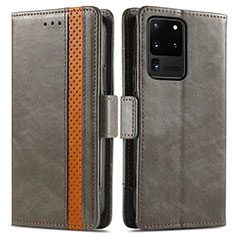 Funda de Cuero Cartera con Soporte Carcasa S02D para Samsung Galaxy S20 Ultra 5G Marron Claro