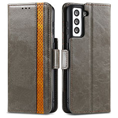 Funda de Cuero Cartera con Soporte Carcasa S02D para Samsung Galaxy S21 5G Gris