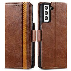 Funda de Cuero Cartera con Soporte Carcasa S02D para Samsung Galaxy S21 Plus 5G Marron