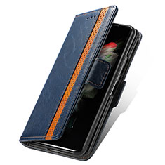 Funda de Cuero Cartera con Soporte Carcasa S02D para Samsung Galaxy Z Fold3 5G Azul