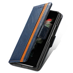 Funda de Cuero Cartera con Soporte Carcasa S02D para Samsung Galaxy Z Fold4 5G Azul