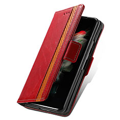 Funda de Cuero Cartera con Soporte Carcasa S02D para Samsung Galaxy Z Fold4 5G Rojo
