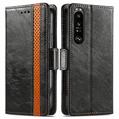 Funda de Cuero Cartera con Soporte Carcasa S02D para Sony Xperia 1 III Negro