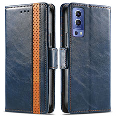 Funda de Cuero Cartera con Soporte Carcasa S02D para Vivo Y75s 5G Azul