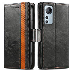 Funda de Cuero Cartera con Soporte Carcasa S02D para Xiaomi Mi 12X 5G Negro