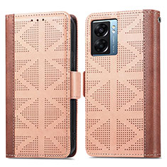 Funda de Cuero Cartera con Soporte Carcasa S03D para Oppo A57 5G Marron Claro