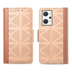 Funda de Cuero Cartera con Soporte Carcasa S03D para Oppo Reno7 A Marron Claro