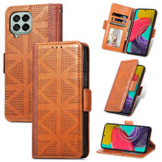 Funda de Cuero Cartera con Soporte Carcasa S03D para Samsung Galaxy M53 5G Marron