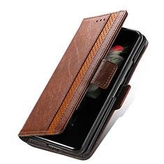 Funda de Cuero Cartera con Soporte Carcasa S03D para Samsung Galaxy Z Fold4 5G Marron