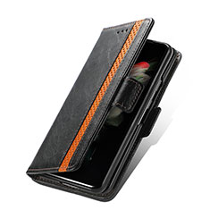 Funda de Cuero Cartera con Soporte Carcasa S03D para Samsung Galaxy Z Fold4 5G Negro