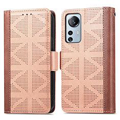 Funda de Cuero Cartera con Soporte Carcasa S03D para Xiaomi Mi 12 5G Marron Claro