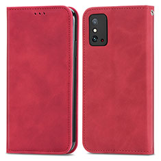 Funda de Cuero Cartera con Soporte Carcasa S04D para Huawei Honor X10 Max 5G Rojo