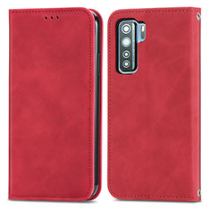 Funda de Cuero Cartera con Soporte Carcasa S04D para Huawei P40 Lite 5G Rojo