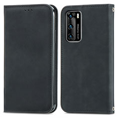 Funda de Cuero Cartera con Soporte Carcasa S04D para Huawei P40 Negro