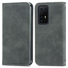 Funda de Cuero Cartera con Soporte Carcasa S04D para Huawei P40 Pro Gris