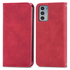 Funda de Cuero Cartera con Soporte Carcasa S04D para Motorola Moto Edge Lite 5G Rojo