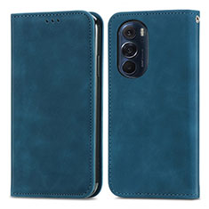 Funda de Cuero Cartera con Soporte Carcasa S04D para Motorola Moto Edge Plus (2022) 5G Azul