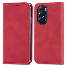 Funda de Cuero Cartera con Soporte Carcasa S04D para Motorola Moto Edge Plus (2022) 5G Rojo