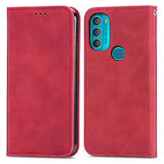 Funda de Cuero Cartera con Soporte Carcasa S04D para Motorola Moto G71 5G Rojo