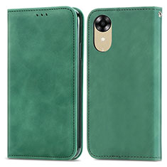 Funda de Cuero Cartera con Soporte Carcasa S04D para Oppo A17K Verde