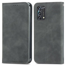 Funda de Cuero Cartera con Soporte Carcasa S04D para Oppo A95 4G Gris