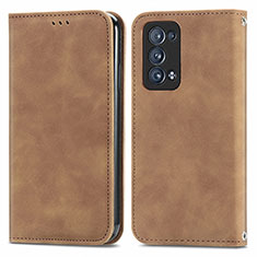 Funda de Cuero Cartera con Soporte Carcasa S04D para Oppo Reno6 Pro 5G Marron