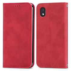 Funda de Cuero Cartera con Soporte Carcasa S04D para Samsung Galaxy A01 Core Rojo