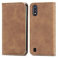 Funda de Cuero Cartera con Soporte Carcasa S04D para Samsung Galaxy A01 SM-A015 Marron