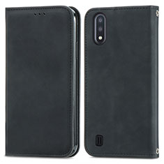 Funda de Cuero Cartera con Soporte Carcasa S04D para Samsung Galaxy A01 SM-A015 Negro