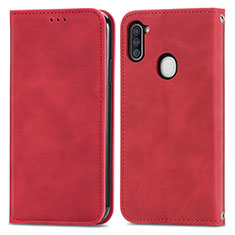 Funda de Cuero Cartera con Soporte Carcasa S04D para Samsung Galaxy A11 Rojo