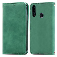 Funda de Cuero Cartera con Soporte Carcasa S04D para Samsung Galaxy A20s Verde