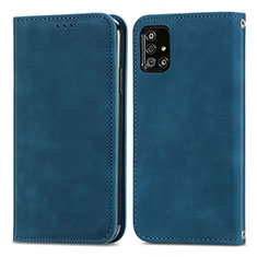 Funda de Cuero Cartera con Soporte Carcasa S04D para Samsung Galaxy A51 5G Azul