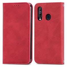 Funda de Cuero Cartera con Soporte Carcasa S04D para Samsung Galaxy A60 Rojo