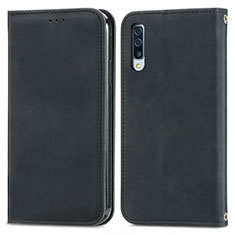 Funda de Cuero Cartera con Soporte Carcasa S04D para Samsung Galaxy A70 Negro