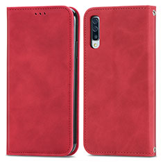 Funda de Cuero Cartera con Soporte Carcasa S04D para Samsung Galaxy A70 Rojo