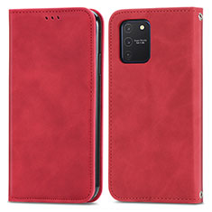 Funda de Cuero Cartera con Soporte Carcasa S04D para Samsung Galaxy A91 Rojo