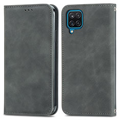 Funda de Cuero Cartera con Soporte Carcasa S04D para Samsung Galaxy F12 Gris