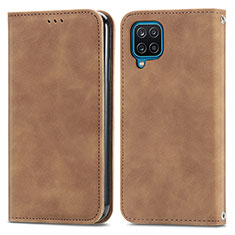 Funda de Cuero Cartera con Soporte Carcasa S04D para Samsung Galaxy F12 Marron