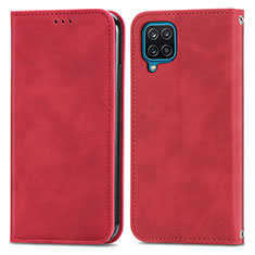 Funda de Cuero Cartera con Soporte Carcasa S04D para Samsung Galaxy F12 Rojo
