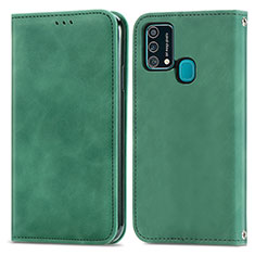 Funda de Cuero Cartera con Soporte Carcasa S04D para Samsung Galaxy F41 Verde