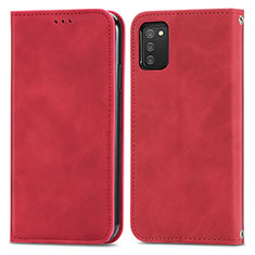 Funda de Cuero Cartera con Soporte Carcasa S04D para Samsung Galaxy M02s Rojo