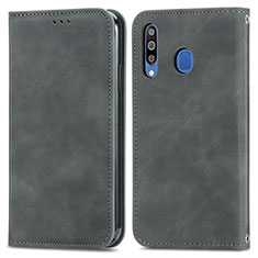 Funda de Cuero Cartera con Soporte Carcasa S04D para Samsung Galaxy M30 Gris