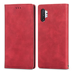Funda de Cuero Cartera con Soporte Carcasa S04D para Samsung Galaxy Note 10 Plus 5G Rojo
