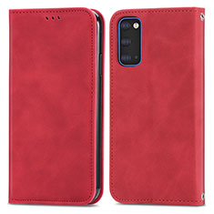 Funda de Cuero Cartera con Soporte Carcasa S04D para Samsung Galaxy S20 5G Rojo