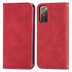 Funda de Cuero Cartera con Soporte Carcasa S04D para Samsung Galaxy S20 Lite 5G Rojo