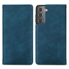 Funda de Cuero Cartera con Soporte Carcasa S04D para Samsung Galaxy S21 Plus 5G Azul
